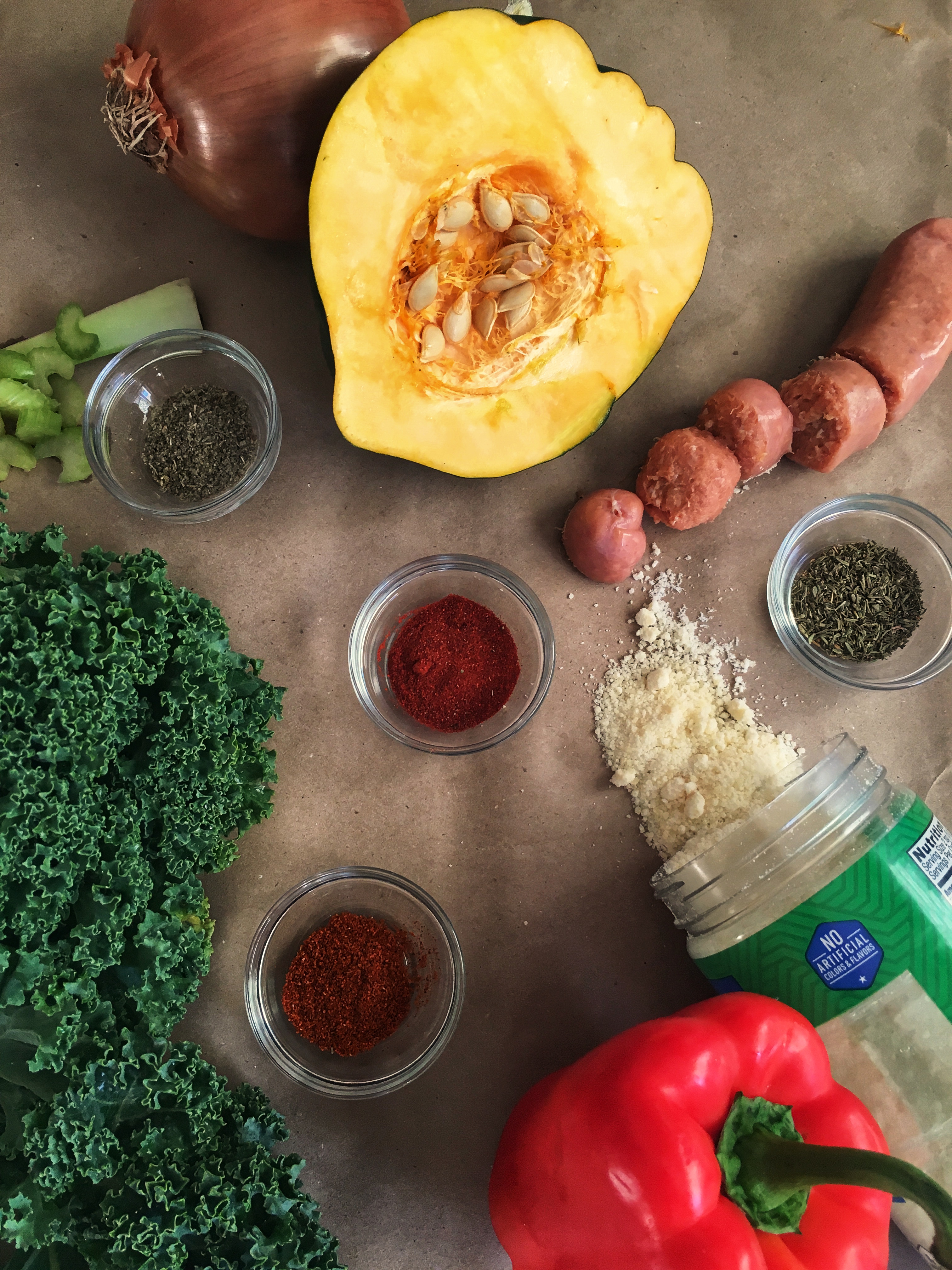 ingredients for sausage stuffed squash