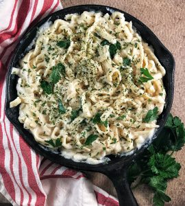 cauliflower alfredo in skillet