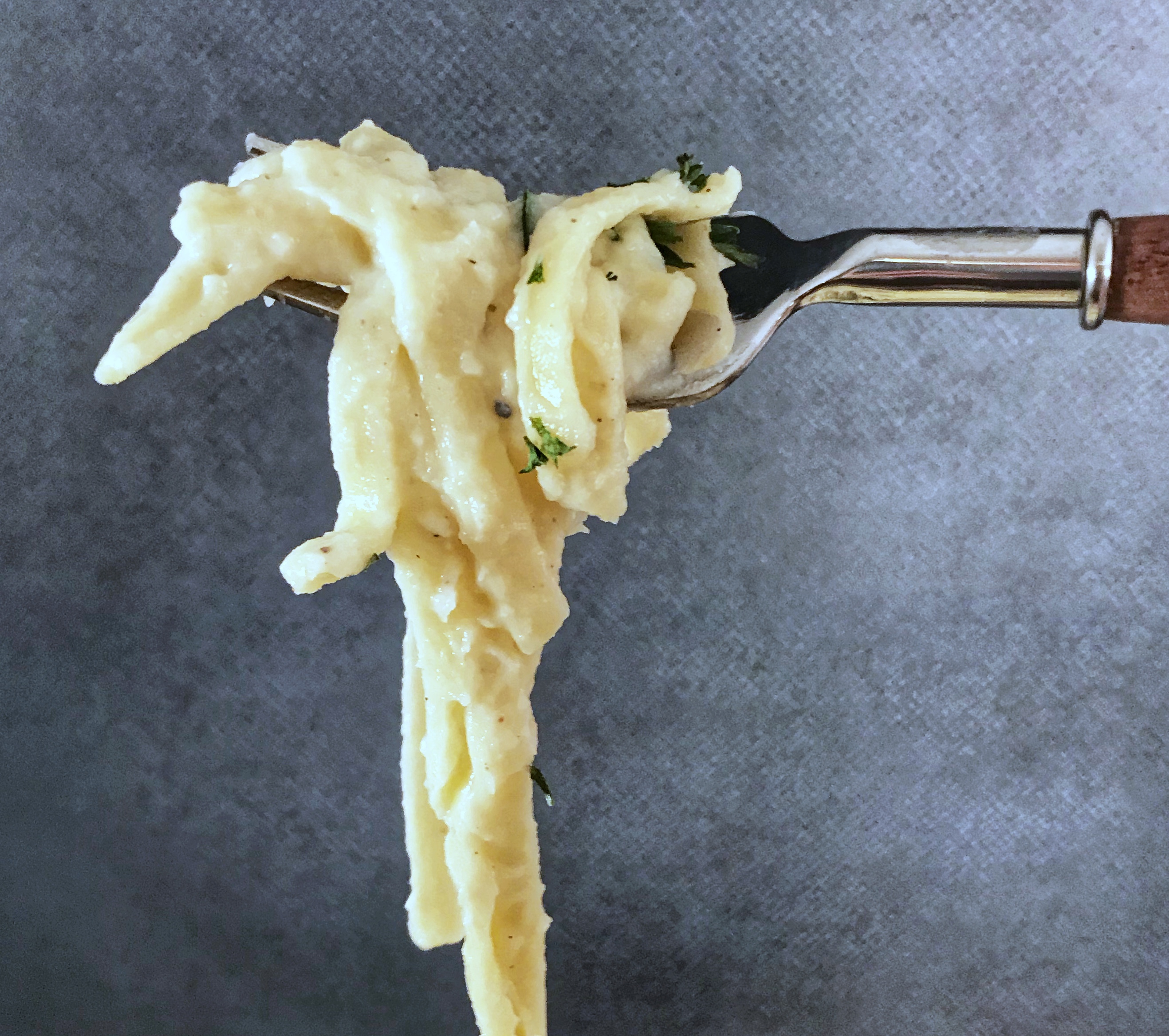 fork with cauliflower alfredo