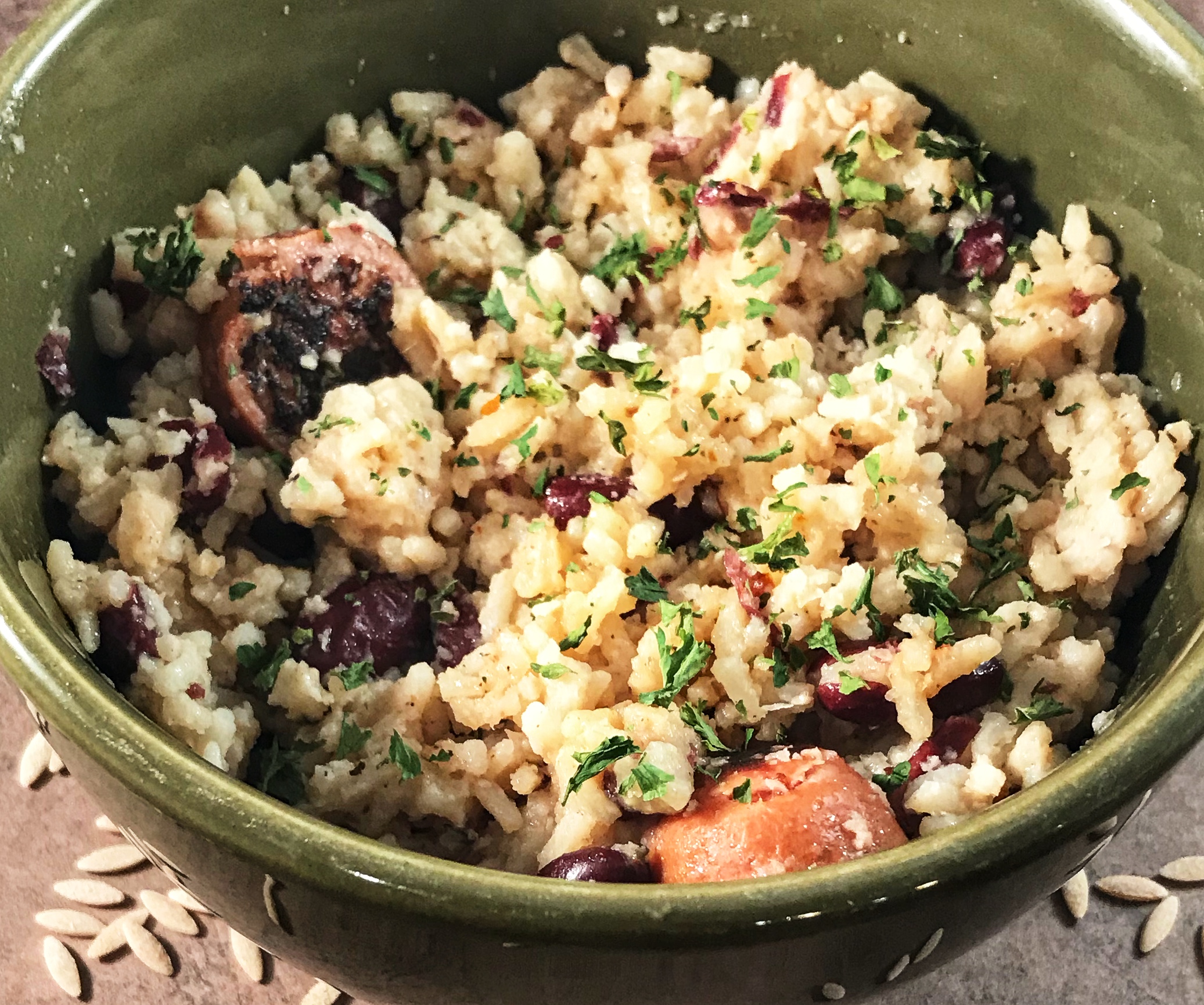 rice and peas close up