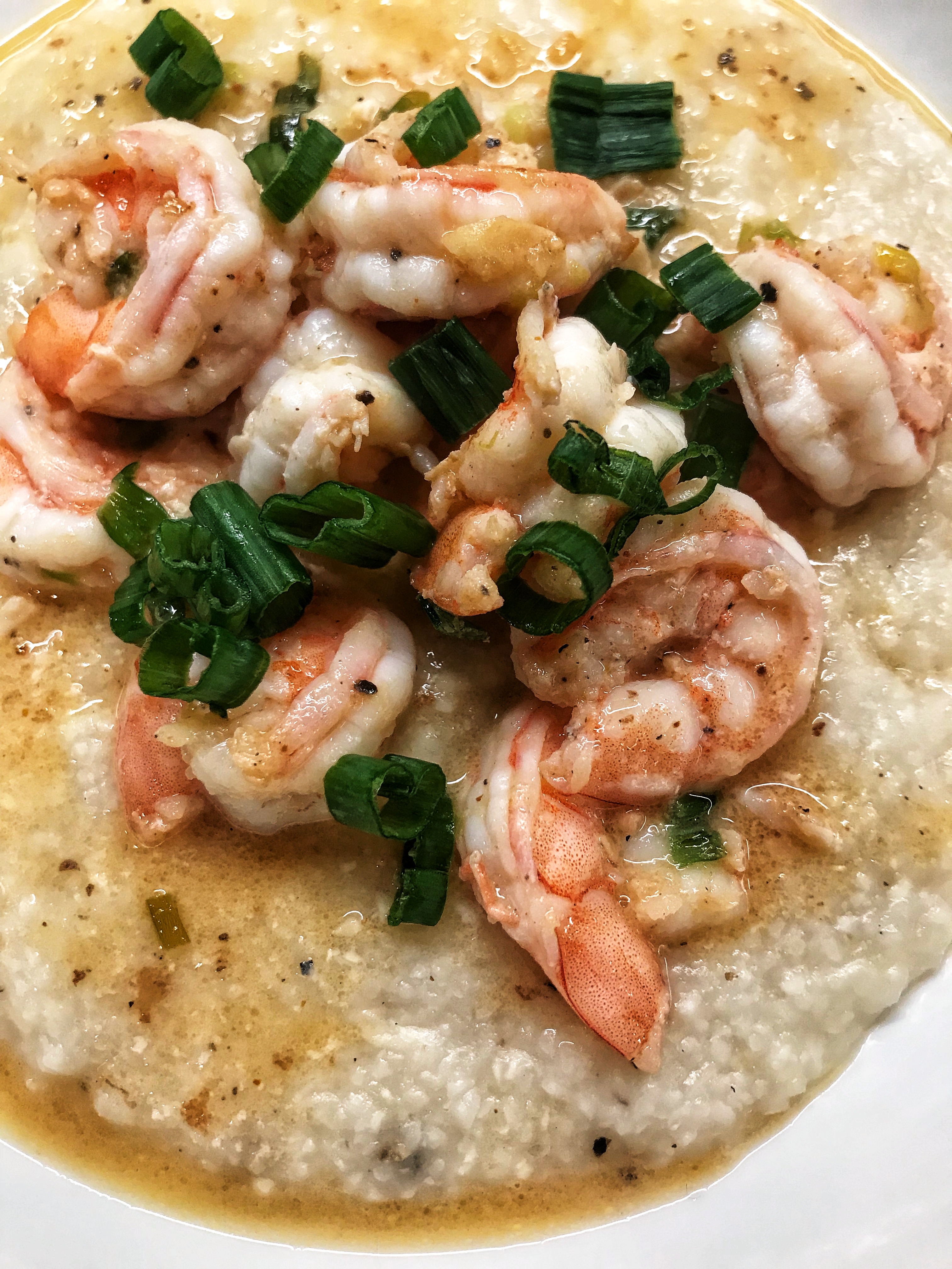 close up of shrimp and grits